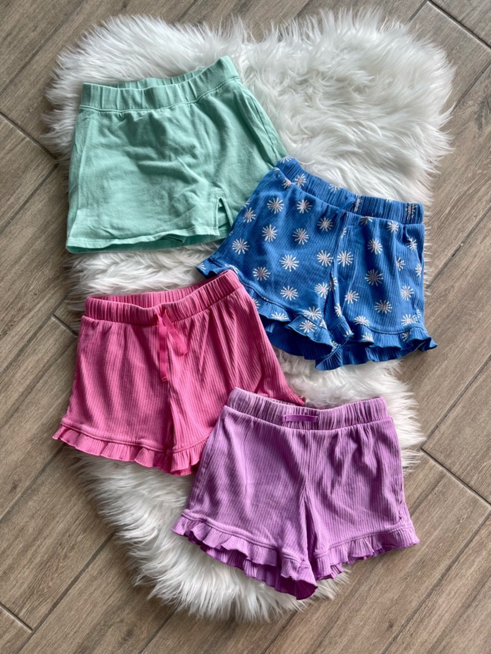Girls' Ruffle Hem Shorts/Skort Set — Mint, Blue Daisy, Pink & Lilac Size 7
